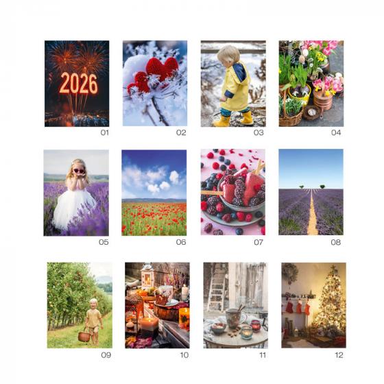 Standaardkalender met sfeerfoto's