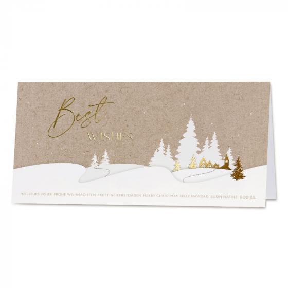Kerstkaart Golden Winter Wishes