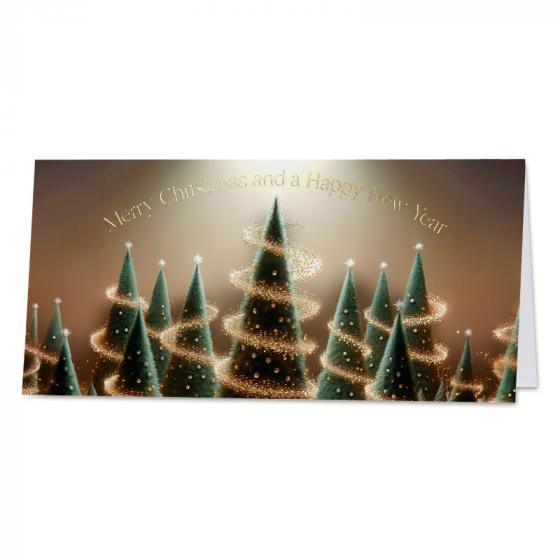 Sfeervolle kerstkaart met kerstbomen