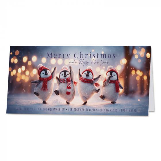 Zakelijke kerstkaart met vrolijke pinguïns