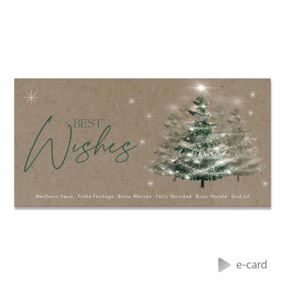 E-card met fonkelende groene kerstboom