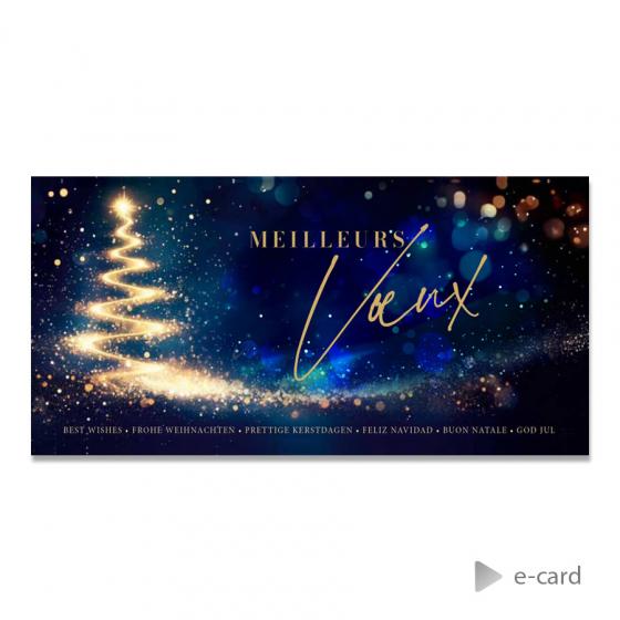 E-card met fonkelende lichtboom en Meilleurs Vœux - Franse wensen
