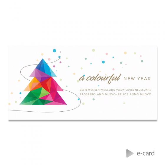 E-card met kleurrijke kerstboom