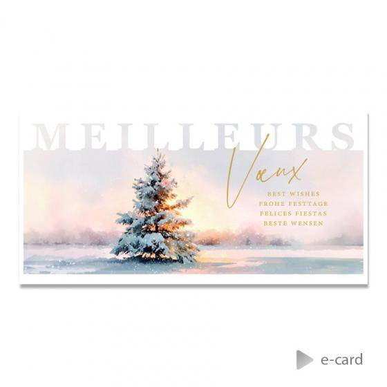 Franstalige e-card winterlandschap met kerstboom