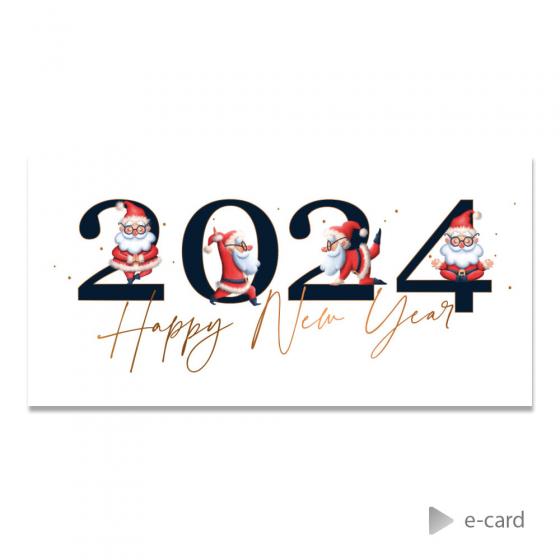 Grappige e-card 2024 met kerstmannen