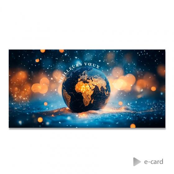 Kleurrijke e-card met wereldbol - Franse wensen