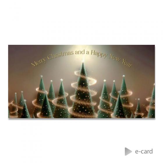 Sfeervolle e-card met kerstbomen