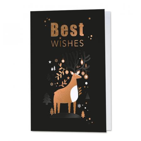 "Best wishes" kerstkaart met koperfolie