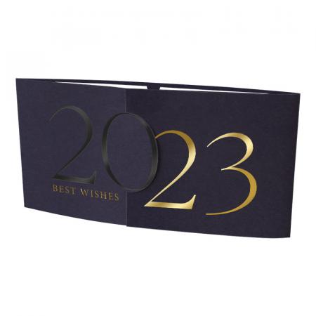 Donkerblauwe nieuwjaarskaart 2023