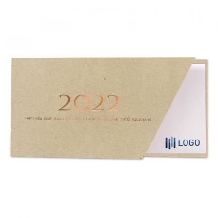 Eco kaart 2022 op trendy kraftpapier met koperfolie