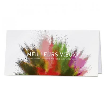 Franstalige nieuwjaarskaart met verfkleuren