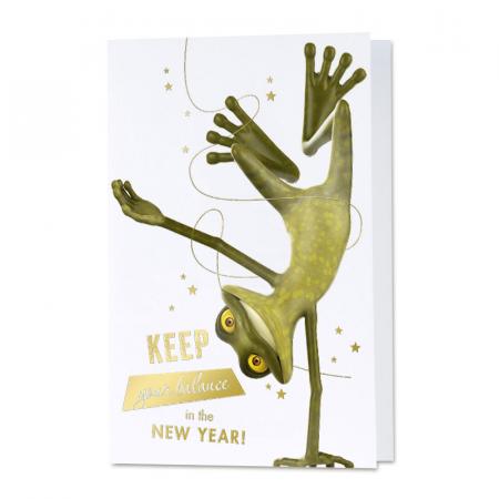Grappige nieuwjaarskaart met kikker