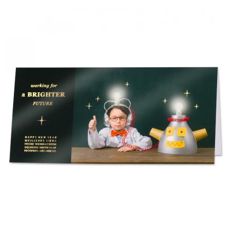 Grappige zakelijke nieuwjaarskaart - 'working for a brighter future'