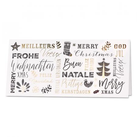 Internationale kerstkaart met handlettering