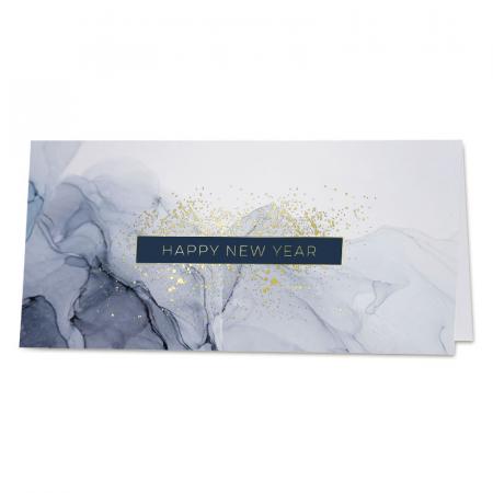 Internationale nieuwjaarskaart met blauw marmermotief