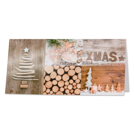 Kerstkaart met sfeerbeelden in bruine tinten