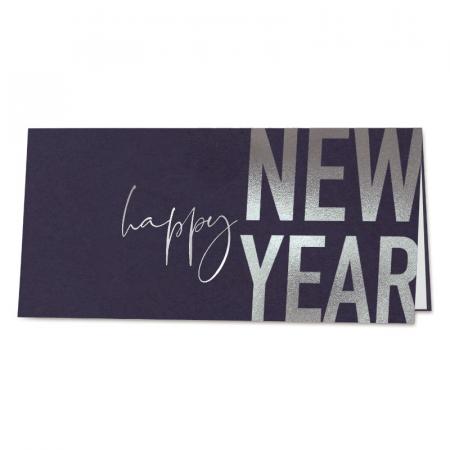 Moderne zakelijke kerstkaart HNY in zilverfolie