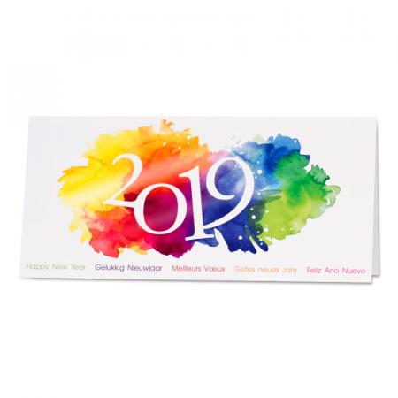 Nieuwjaarskaart 2019 met kleurrijke vlakken