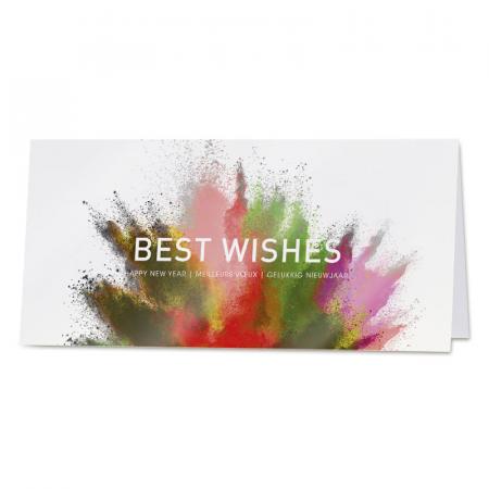Nieuwjaarskaart met kleurrijke vlekken