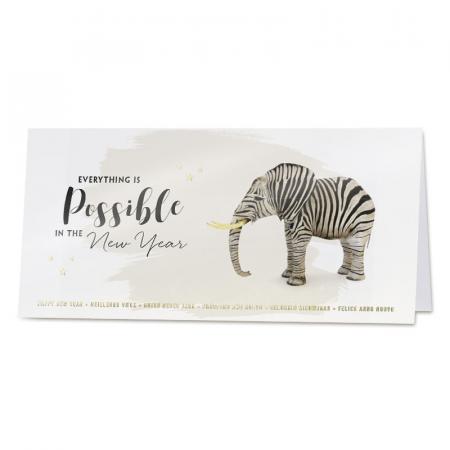 Originele kerstkaart met gestreepte olifant