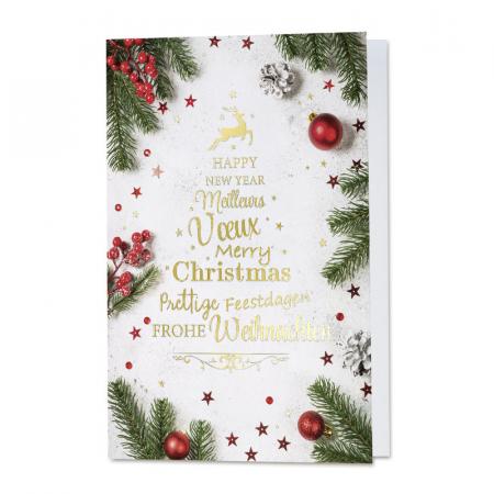 Sfeervolle kerstkaart met goudfolie