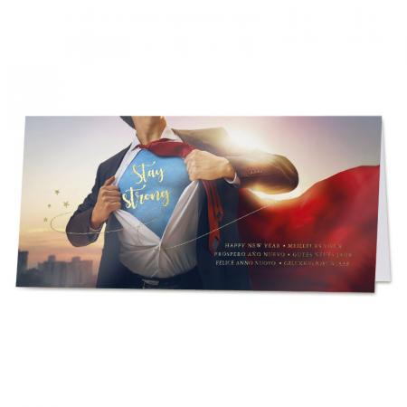 Superman nieuwjaarskaart 'Stay strong'