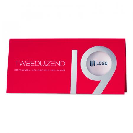 Warmrode zakelijke nieuwjaarskaart met zilveren 19