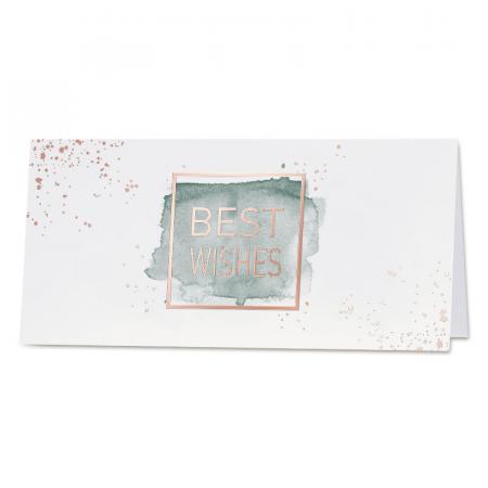 Zakelijke eindejaarskaart met 'best wishes' in rosé folie