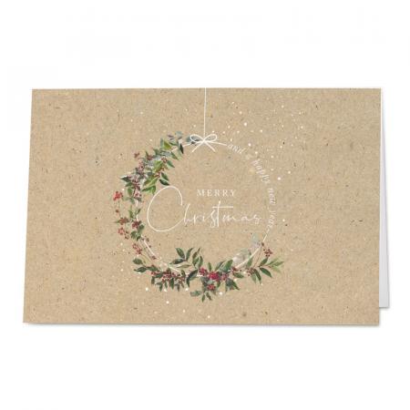 Zakelijke kerstkaart in ecolook met kerstkrans