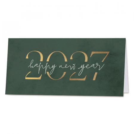 Zakelijke kerstkaart Luxury Green 2027 met goudfolie 