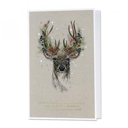 Zakelijke kerstkaart met aquarel rendier