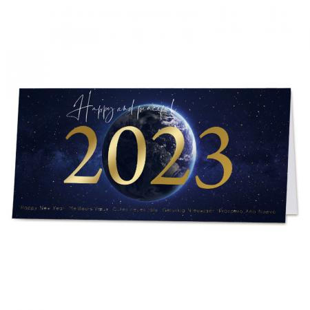 Zakelijke nieuwjaarskaart 2023 met internationale wensen