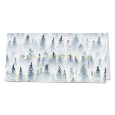 Zakelijke nieuwjaarskaart met landschap in aquarel kerstbomen