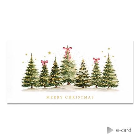E-card bedrijven kerstbomen met versiering 