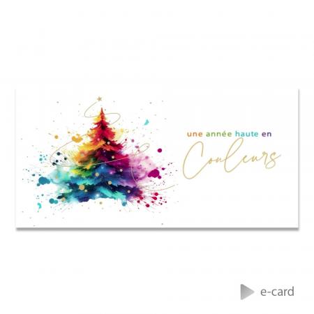 E-card met kerstboom in felle kleuren - Franstalig