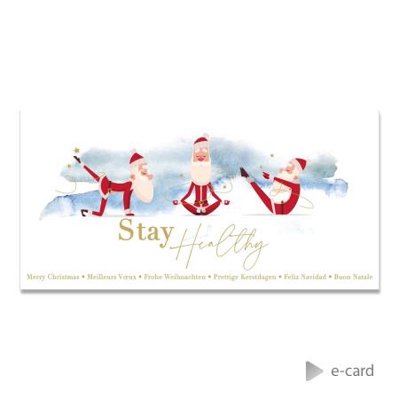 E-card met sportieve kerstmannen "Stay Healthy"