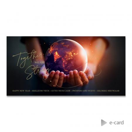 E-card met wereldbol en quote together we are strong