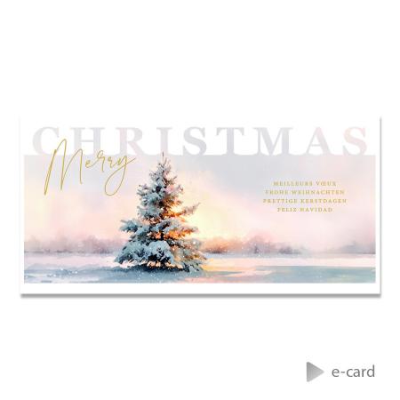E-card winterlandschap met kerstboom