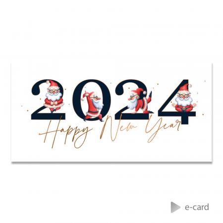 Grappige e-card 2024 met kerstmannen