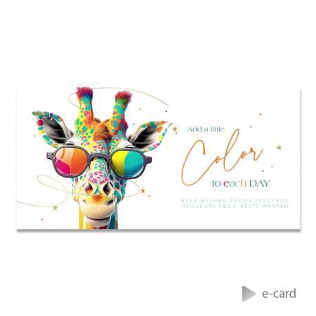 Kleurrijke e-card met giraf