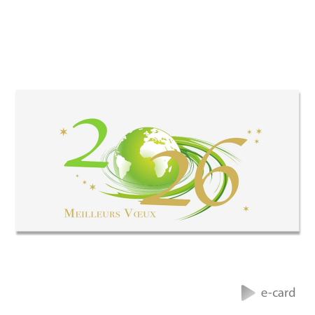 Trendy e-cards met groene wereldbol - Franse wensen